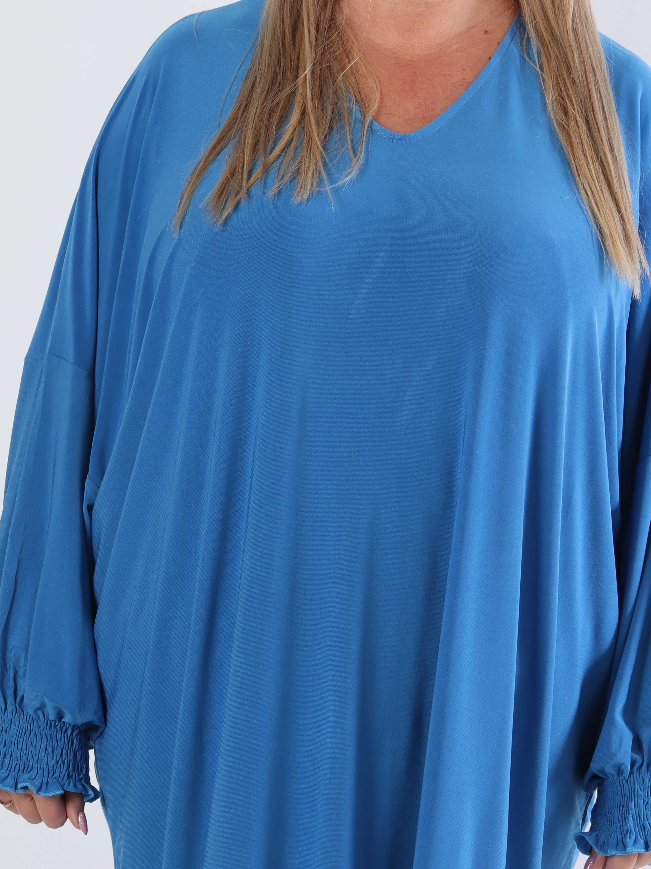 Azmina Plain L/S - Elastisk plus size tunikakjole i loose fit